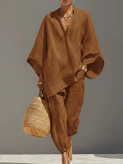 Load image into Gallery viewer, Casual Relaxed Loose-Fitting Solid-Color Shirt Set