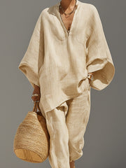 Load image into Gallery viewer, Casual Relaxed Loose-Fitting Solid-Color Shirt Set
