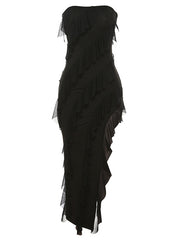Load image into Gallery viewer, Tube Top Backless Split Tassel Dress