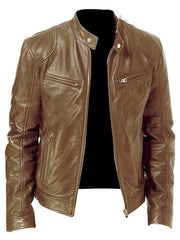 Load image into Gallery viewer, Men's Zip-Up PU Leather Cardigan Jacket