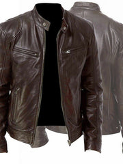 Load image into Gallery viewer, Men's Zip-Up PU Leather Cardigan Jacket