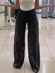 Load image into Gallery viewer, Lace Flowers Hollow Jeans