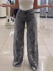Load image into Gallery viewer, Lace Flowers Hollow Jeans