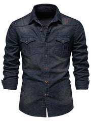 Load image into Gallery viewer, Long-sleeved Denim Shirt