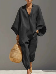Load image into Gallery viewer, Casual Relaxed Loose-Fitting Solid-Color Shirt Set