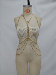 Load image into Gallery viewer, Pearl Chest Chain Body Chain Neck-hanging Vest