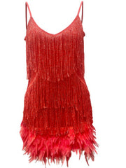 Load image into Gallery viewer, Tassel Sequins Feather Dress