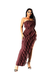 Load image into Gallery viewer, Tube Top Backless Split Tassel Dress