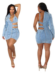 Load image into Gallery viewer, Asymmetrical Denim Dress