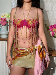 Load image into Gallery viewer, Beaded Spicy Girl Body Chain Cover-up Halter Top Layering Piece