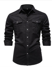 Load image into Gallery viewer, Long-sleeved Denim Shirt