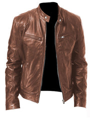 Load image into Gallery viewer, Men's Zip-Up PU Leather Cardigan Jacket