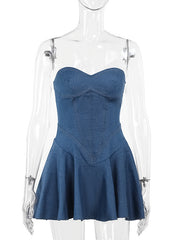 Load image into Gallery viewer, Tube Top Denim Dress