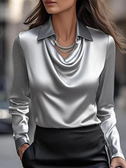 Load image into Gallery viewer, Collar Draped Shirts & Blouses