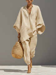 Load image into Gallery viewer, Casual Relaxed Loose-Fitting Solid-Color Shirt Set