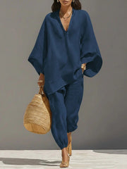 Load image into Gallery viewer, Casual Relaxed Loose-Fitting Solid-Color Shirt Set