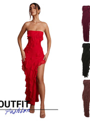 Load image into Gallery viewer, Tube Top Backless Split Tassel Dress