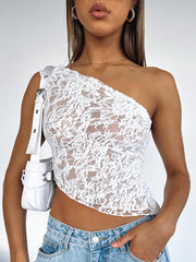 Load image into Gallery viewer, Lace Asymmetrical Top