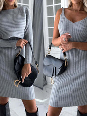 Load image into Gallery viewer, Long-sleeved Top And Sleeveless dress
