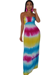 Load image into Gallery viewer, Strapless Tie Dye Maxi Dress