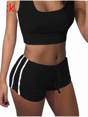 Load image into Gallery viewer, Crop Tank Top and Striped Shorts Set