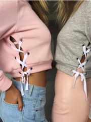 Load image into Gallery viewer, Lace-Up Long Sleeve Top