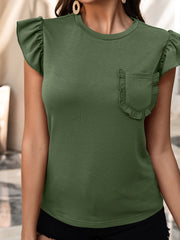 Load image into Gallery viewer, Ruffled T-Shirt With Pocket