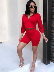 Load image into Gallery viewer, Two Piece Sets Crop Top High Waist Short - vendach