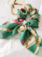 Load image into Gallery viewer, Satin Silky bow hair scrunchie