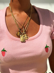 Load image into Gallery viewer, Strawberry embroidered T-shirt