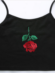 Load image into Gallery viewer, Rose Embroidered Crop Top