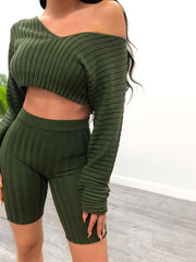 Load image into Gallery viewer, Deep V Crop Top & Shorts