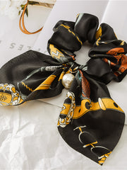 Load image into Gallery viewer, Satin Silky bow hair scrunchie