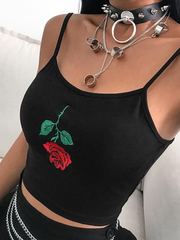 Load image into Gallery viewer, Rose Embroidered Crop Top