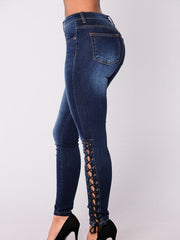 Load image into Gallery viewer, Jeans Ankle Lace-up