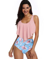 Load image into Gallery viewer, Floral Print U Neck Tankini Set