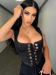 Load image into Gallery viewer, Denim Corset Jeans Jacket