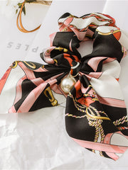 Load image into Gallery viewer, Satin Silky bow hair scrunchie