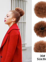 Load image into Gallery viewer, Short Afro Kinky Curly Ponytail Clip in on