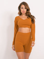 Load image into Gallery viewer, Deep V Crop Top & Shorts