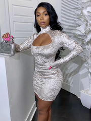 Load image into Gallery viewer, Sexy Velvet Dresses Woman Long Sleeve Bodycon