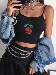 Load image into Gallery viewer, Rose Embroidered Crop Top