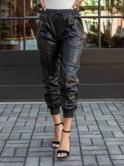 Load image into Gallery viewer, Faux Leather Elastic Waist Pants