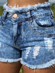 Load image into Gallery viewer, Frayed Denim Shorts