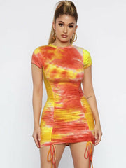 Load image into Gallery viewer, Tie-dye ruched sexy slim dress