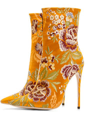 Load image into Gallery viewer, New autumn and winter velvet pointed high-heeled Roman fashion generous color satin booties - vendach