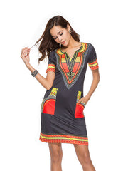 Load image into Gallery viewer, Sexy V Neck African Theme Print Dresses