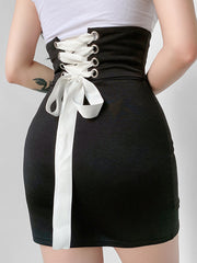 Load image into Gallery viewer, Reversible Lace-Up Pencil Skirt