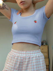 Load image into Gallery viewer, Strawberry embroidered T-shirt