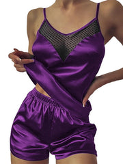 Load image into Gallery viewer, Satin Sheer V top & Shorts